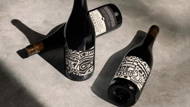 黑白色调的抽象红酒标签设计(图3)