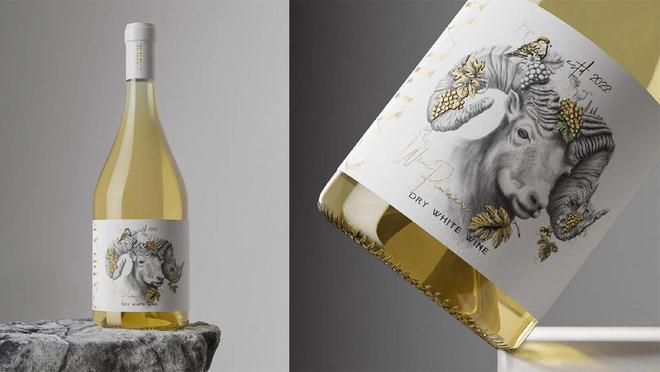 手绘山羊插画的红酒包装设计融合传统与现代的艺术探索(图2)