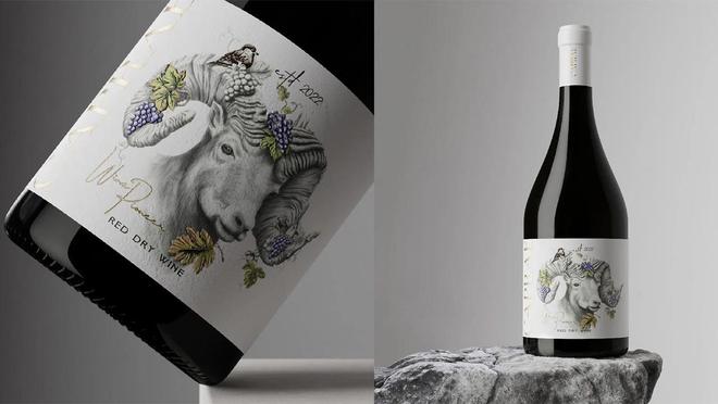 手绘山羊插画的红酒包装设计融合传统与现代的艺术探索(图3)